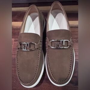 Chocolate Brown Loafers with logo Metallic Detail 41